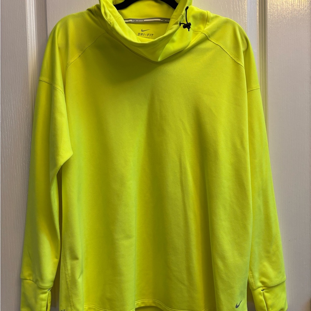 Nike Neon Yellow Dri-FIT Pullover Sz Large runner style